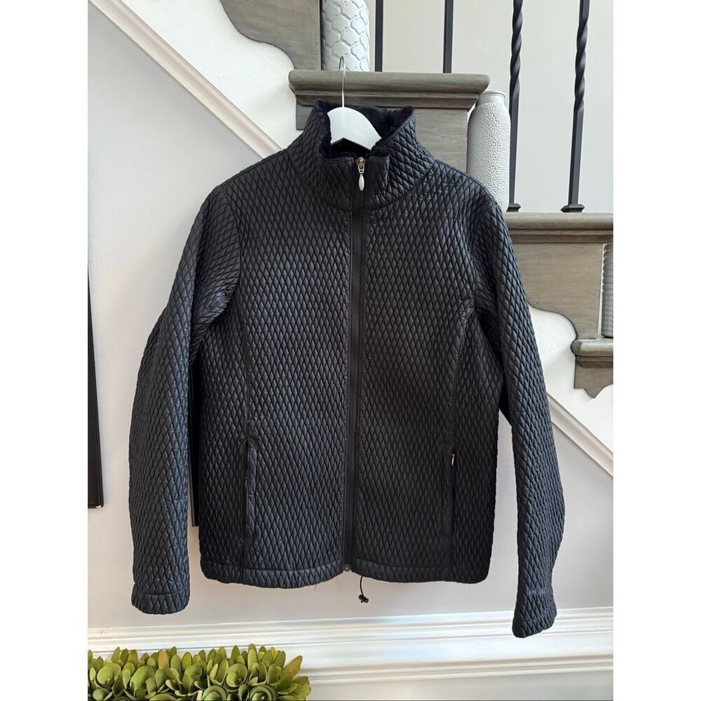 Columbia BlackβTight Quilted Jacket with Fur Lined Collar sz L EUC